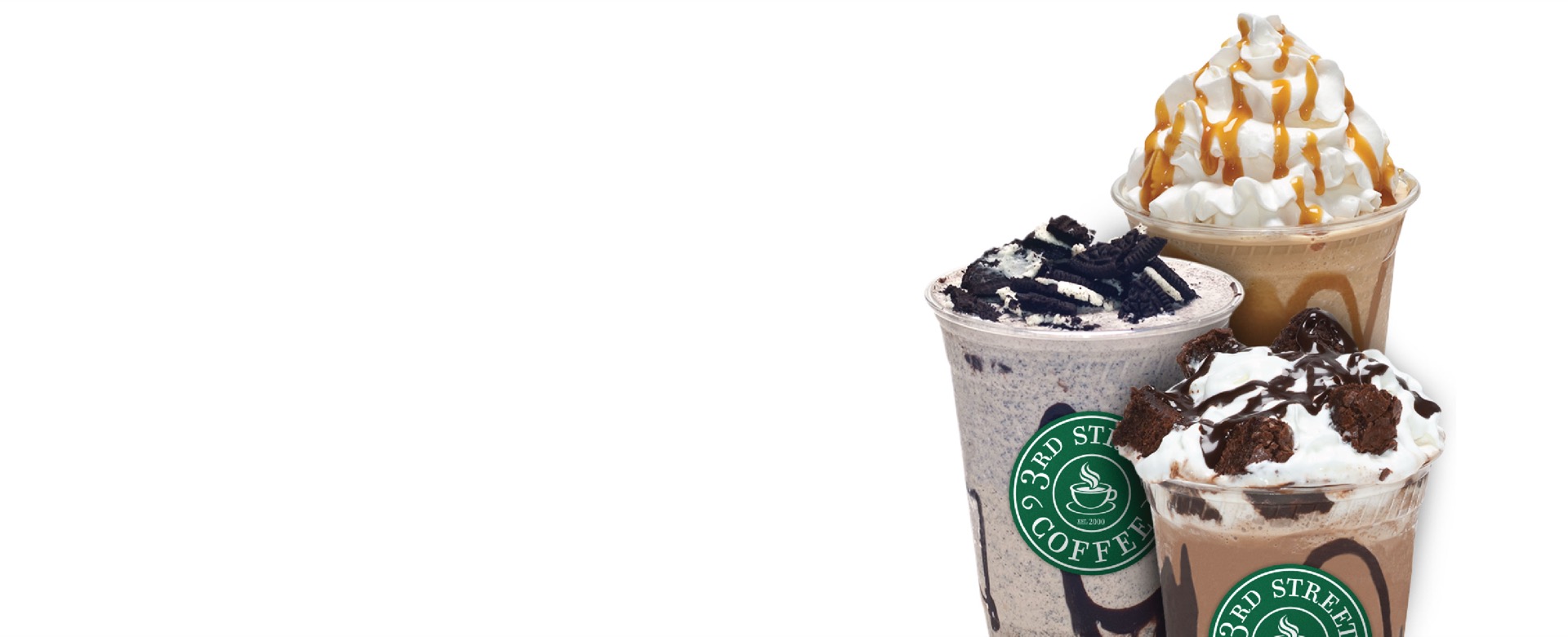 3rd Street Coffee signature blended drinks with branded cups